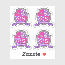 Letter S monogram aangepaste naam eenhoorn schild Sticker