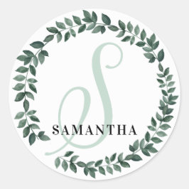 Letter S Monogram Aangepaste Naam Minimalistische  Ronde Sticker