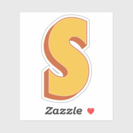 Letter S Monogram, Bold 3D Type Font Initial  Sticker