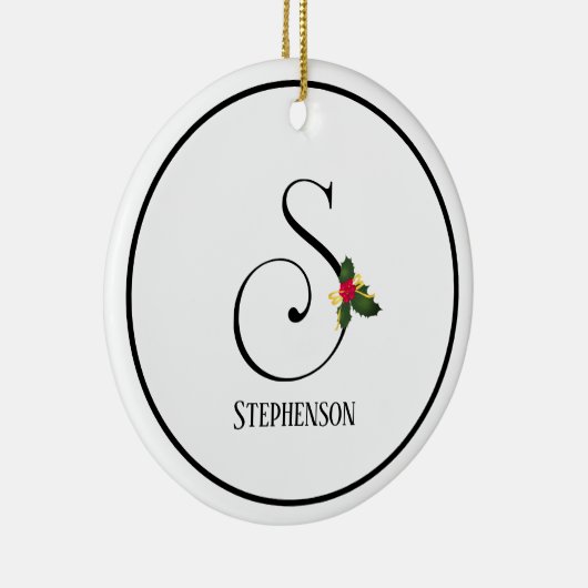 Letter S Monogram en naam Kerstmis Keramisch Ornament (Rechts)