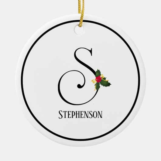 Letter S Monogram en naam Kerstmis Keramisch Ornament (Voorkant)