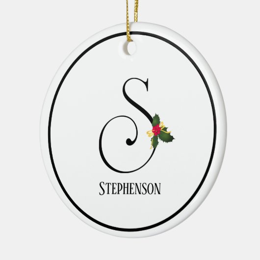 Letter S Monogram en naam Kerstmis Keramisch Ornament (Links)