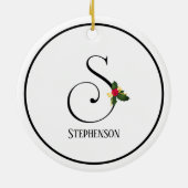 Letter S Monogram en naam Kerstmis Keramisch Ornament (Achterkant)