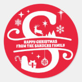 Letter S Monogram Initiaal Familienaam Greeting Ronde Sticker (Voorkant)