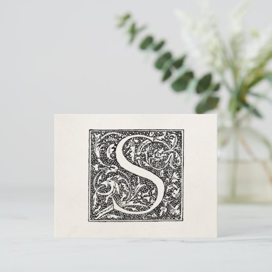letter S Monogram - Initiaal "S" Briefkaart (Staand voorkant)