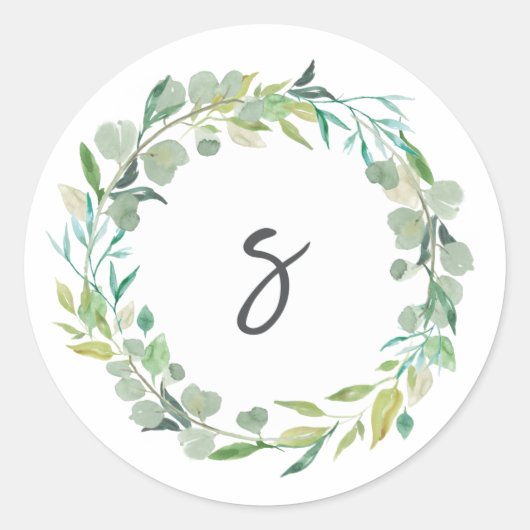 Letter S Monogram Initiaal Sticker Envelopsluiting (Voorkant)