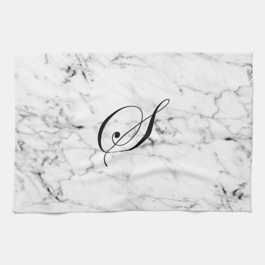 Letter S monogram Marmer textuur Theedoek (Horizontaal)