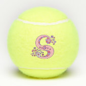 Letter S-monogram meisjes gepersonaliseerde doodle Tennisballen (Achterkant)