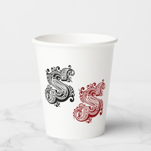   letter S monogram Papieren Bekers (Voorkant)