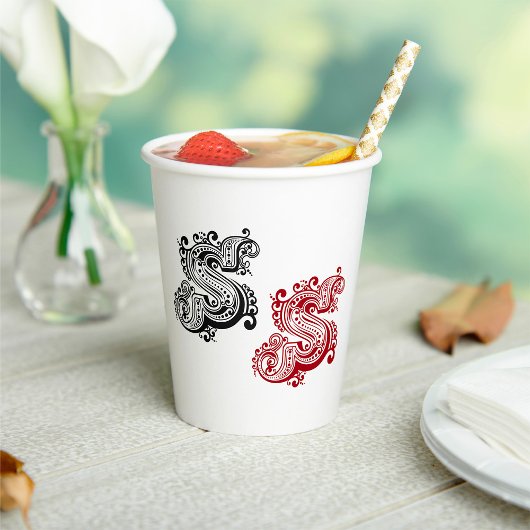 letter S monogram Papieren Bekers