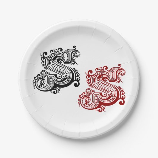 letter S monogram Papieren Bordje (Voorkant)