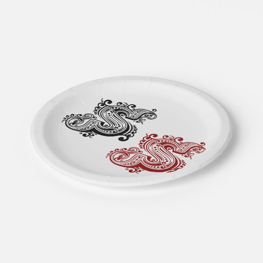 letter S monogram Papieren Bordje (Gekanteld)