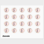 Letter S Monogram Roze Waterverf Goud Chic Ronde Sticker (Vel)