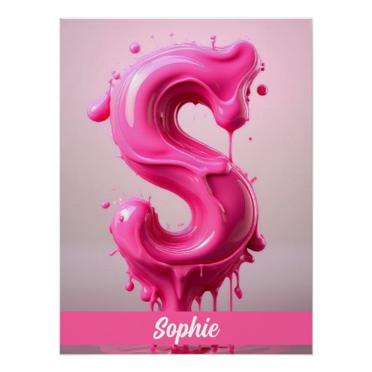 Letter S, Monogram S - Customizable Name Poster (Voorkant)