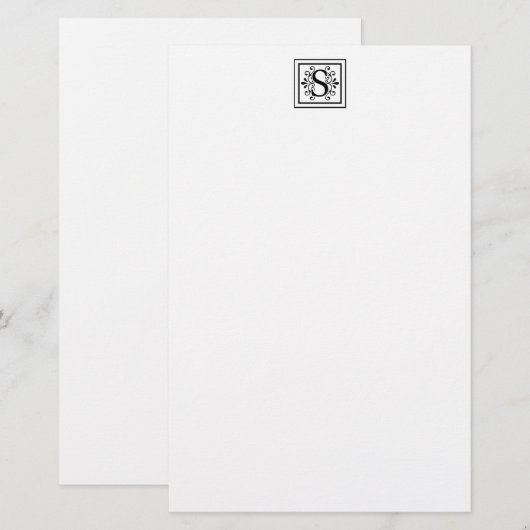 Letter S Monogram Stationery Briefpapier (Voorkant / Achterkant)