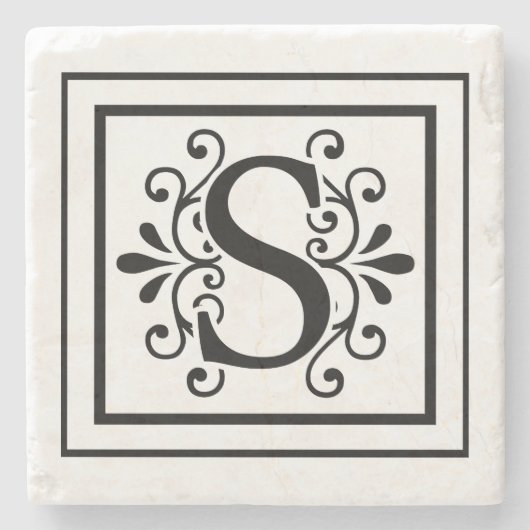 Letter S Monogram Stone Onderzetters (Voorkant)