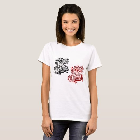 letter S monogram T-shirt (Voorkant volledig)