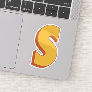 Letter S-monogram, Vet 3D-type lettertype initiaal Sticker