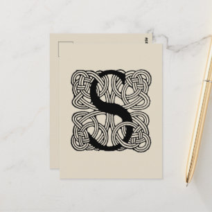 Letter S Monogram Vintage Keltische Knoopprint Briefkaart