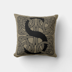 Letter S Monogram Vintage Keltische Knoopprint Kussen