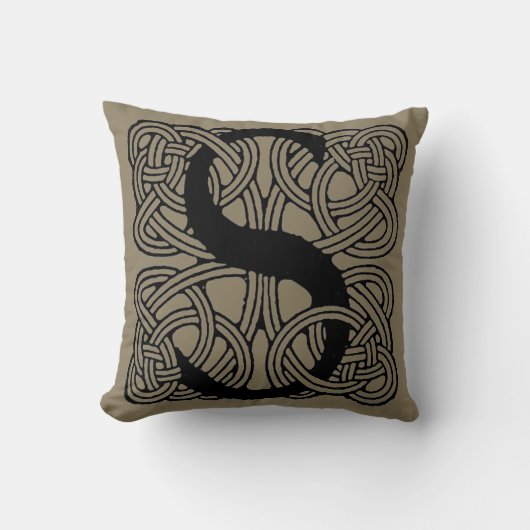 Letter S Monogram Vintage Keltische Knoopprint Kussen (Voorkant)