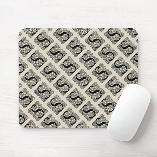 Letter S Monogram Vintage Keltische Knoopprint Muismat (Met muis)