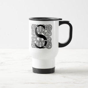 Letter S Monogram Vintage Keltische Knoopprint Reisbeker