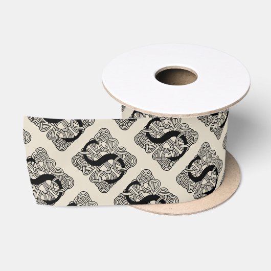 Letter S Monogram Vintage Keltische Knoopprint Satijnen Lint (Spoel)
