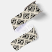 Letter S Monogram Vintage Keltische Knoopprint Satijnen Lint (Achterkant)