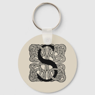Letter S Monogram Vintage Keltische Knoopprint Sleutelhanger