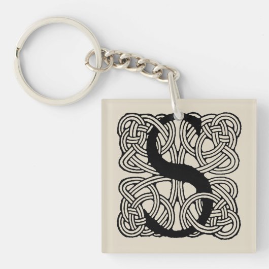 Letter S Monogram Vintage Keltische Knoopprint Sleutelhanger (voorkant)