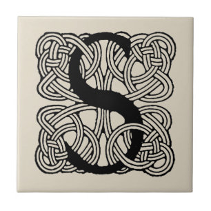Letter S Monogram Vintage Keltische Knoopprint Tegeltje