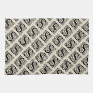 Letter S Monogram Vintage Keltische Knoopprint Theedoek