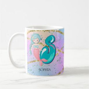 Letter S Monogram Waterverf Cute Mermaid Nursery Koffiemok