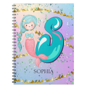 Letter S Monogram Waterverf Cute Mermaid Nursery Notitieboek