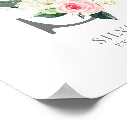 Letter S Monogram Waterverf Florals Poster (Hoek)