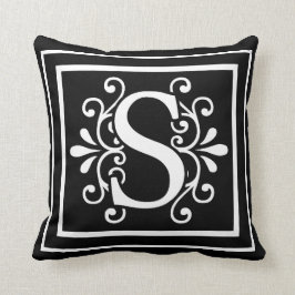 Letter S Monogram zwart Kussen