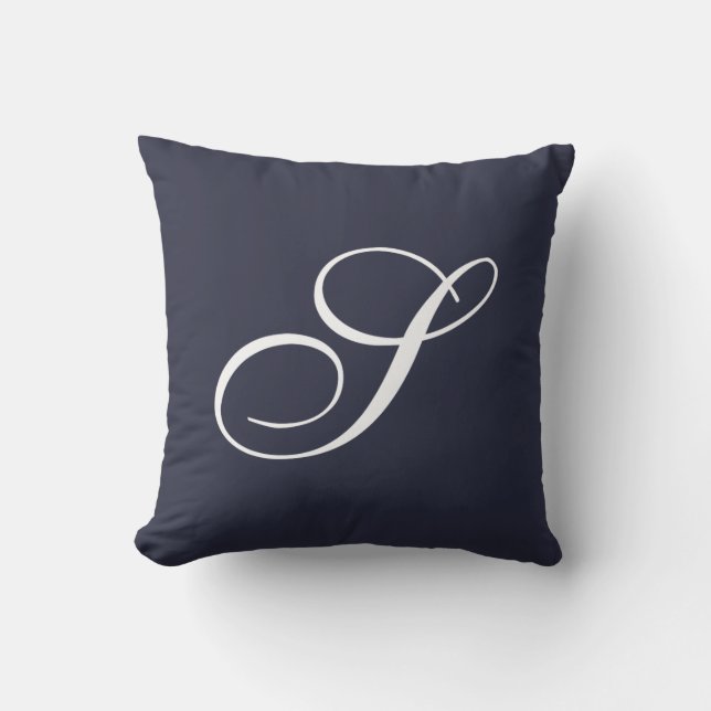 Letter S Navy Blue Monogram Pillow Kussen (Voorkant)