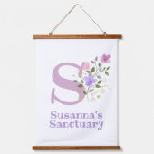 Letter S plus voornaam met een Floral Design Hangend Wandkleed (Voorkant)