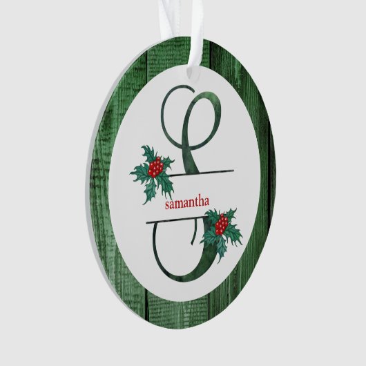 *~* Letter S Rustic Kerstfeestjes AP44 Ornament (voorkant)