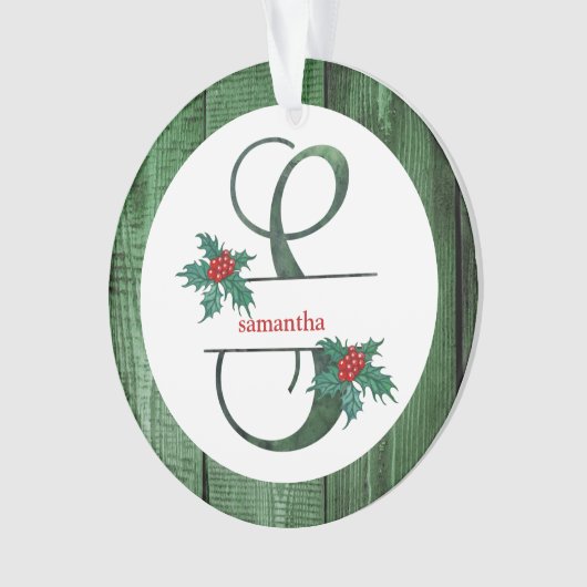 *~* Letter S Rustic Kerstfeestjes AP44 Ornament (voorkant)