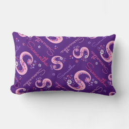 Letter S Samantha flower hart doodpatroon Kussen
