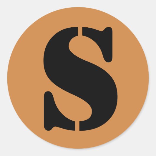 Letter S Stencil Alfabet van Janz Peru Gold Ronde Sticker (Voorkant)