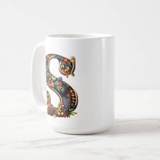 Letter S Thanksgiving turkey style gift  Koffiemok (Voorkant links)