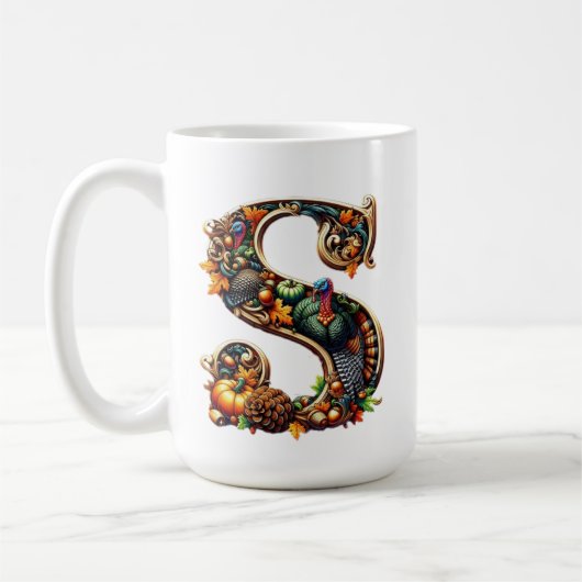 Letter S Thanksgiving turkey style gift  Koffiemok (Links)