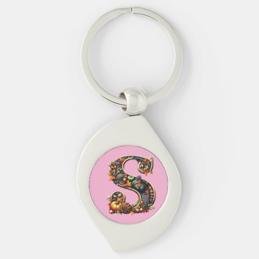 Letter S Thanksgiving turkey style gift  Sleutelhanger (Voorkant)
