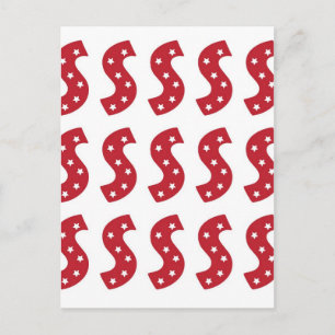 Letter S - White Stars op Dark Red Briefkaart