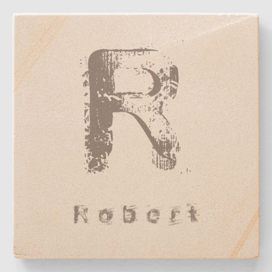 Letter Sjabloon Elegant Ontwerp Monogram Zandsteen Stenen Onderzetter (Voorkant)