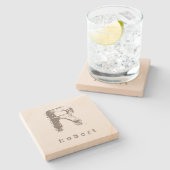 Letter Sjabloon Elegant Ontwerp Monogram Zandsteen Stenen Onderzetter (Zijkant)