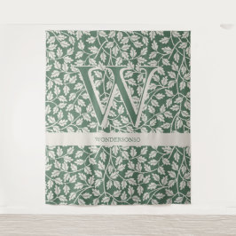 Letter Smaragdgroene Bloem bewerkbare monogram Wandkleed